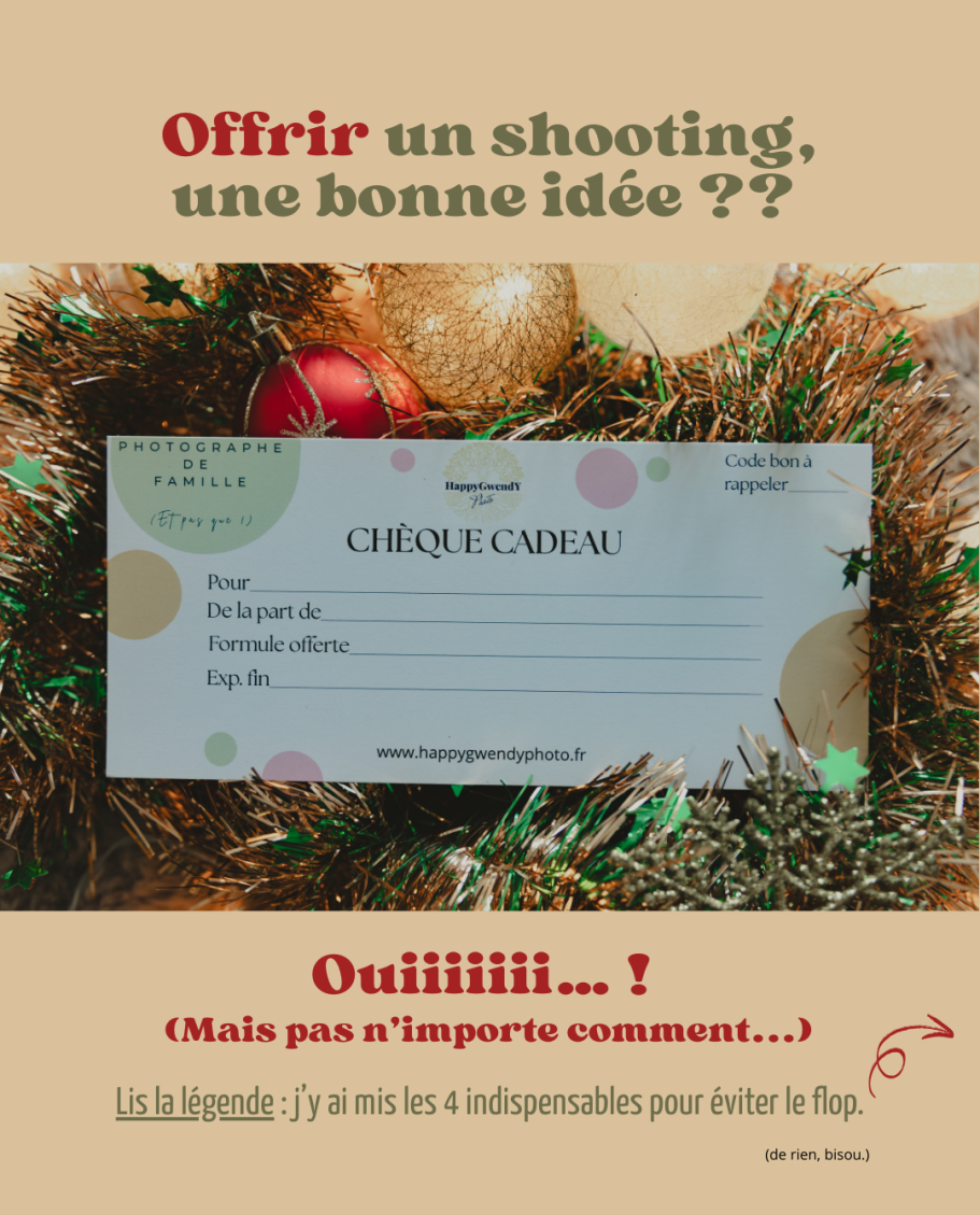 Chèque cadeau pour un shooting photo